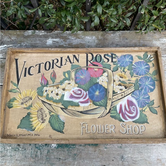 Vintage Victorian Rose Flower Shop Hand Painted Sign - Picture 10 of 10